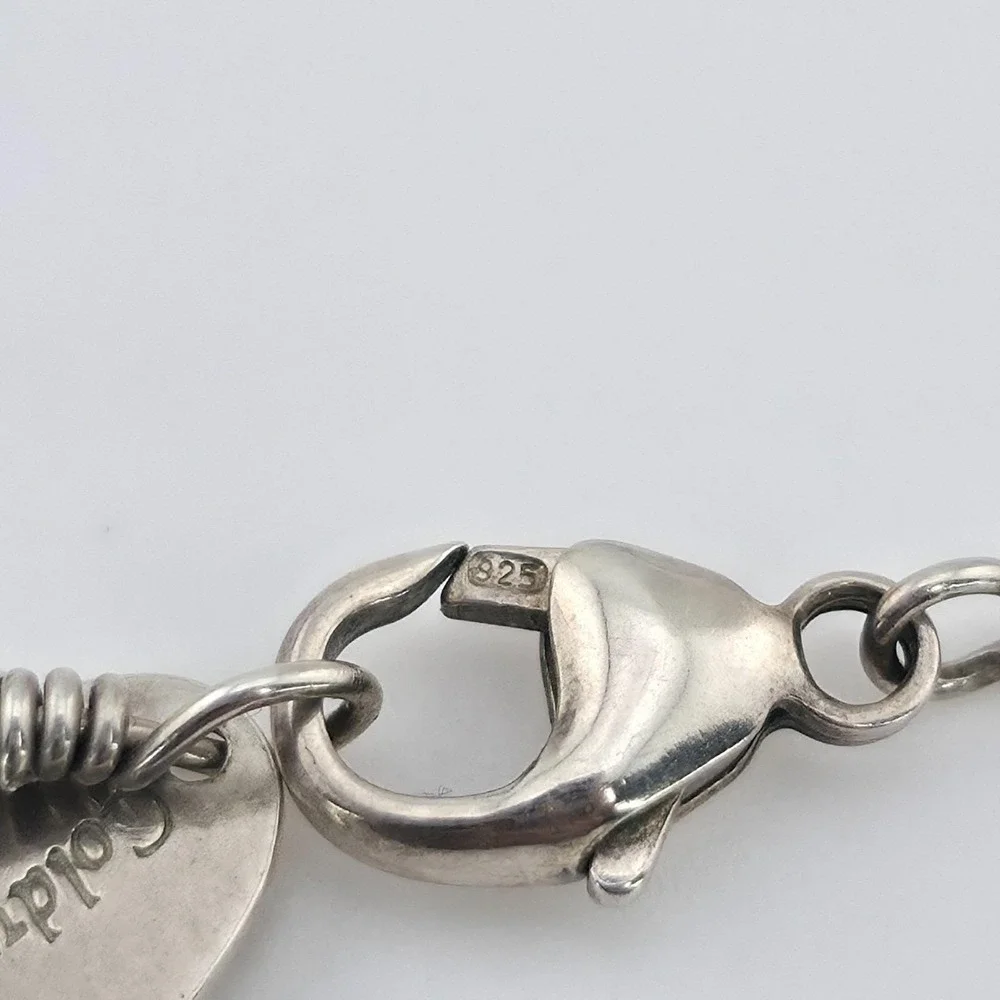 925 Sterling Silver Station Necklace Open Textured Teardrop COLDWATER CREEK 18